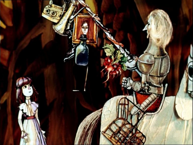 Песня алиса в зазеркалье. Белый рыцарь Алиса в Зазеркалье. Алиса в Зазеркалье 1982 рыцарь.